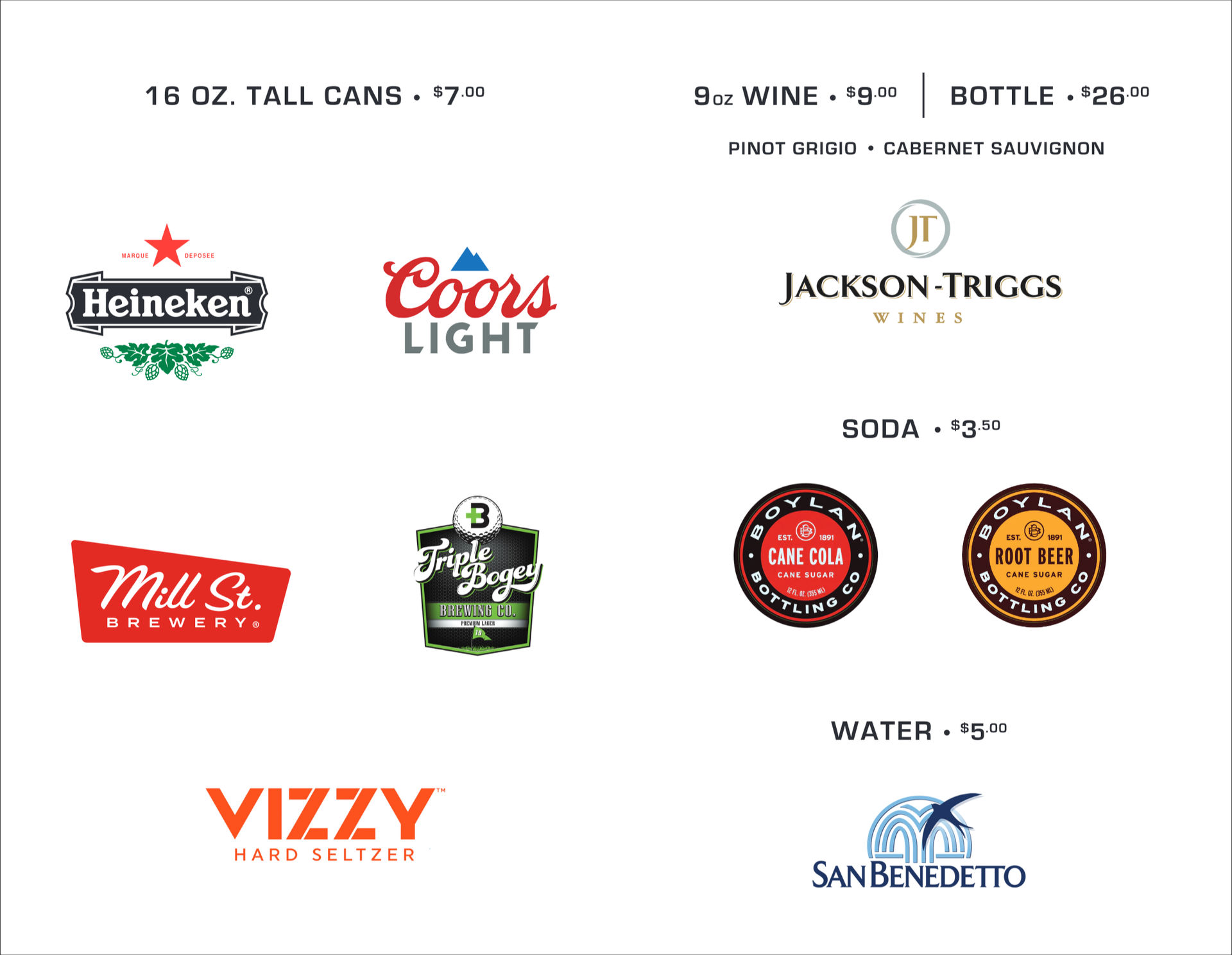 Digital Golf Drink Menu